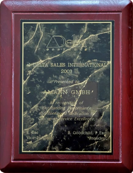 1. Award Delta Sales International 2003 für Amann GmbH