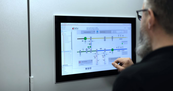 Anlagengrafiken auf Multitouch-PC für enteliWEB