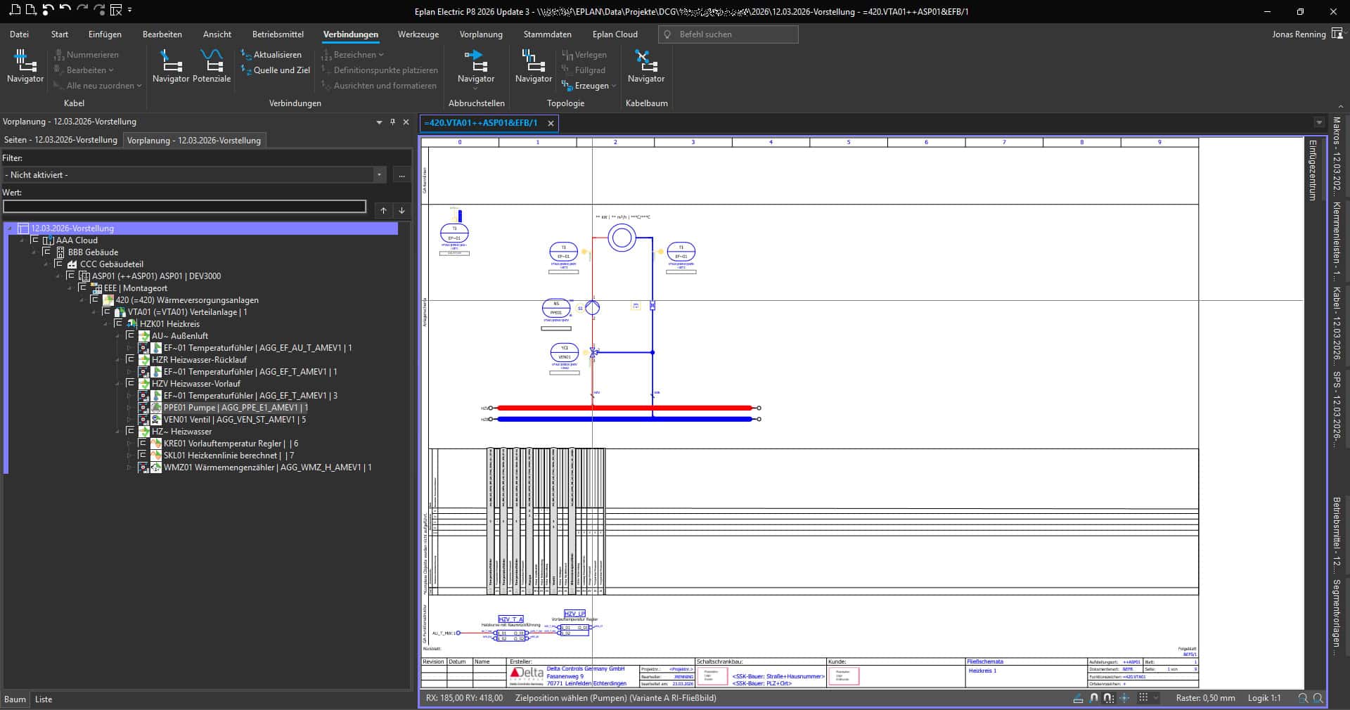 EPLAN Electric P8: Preplanning Heizkreisprojektierung