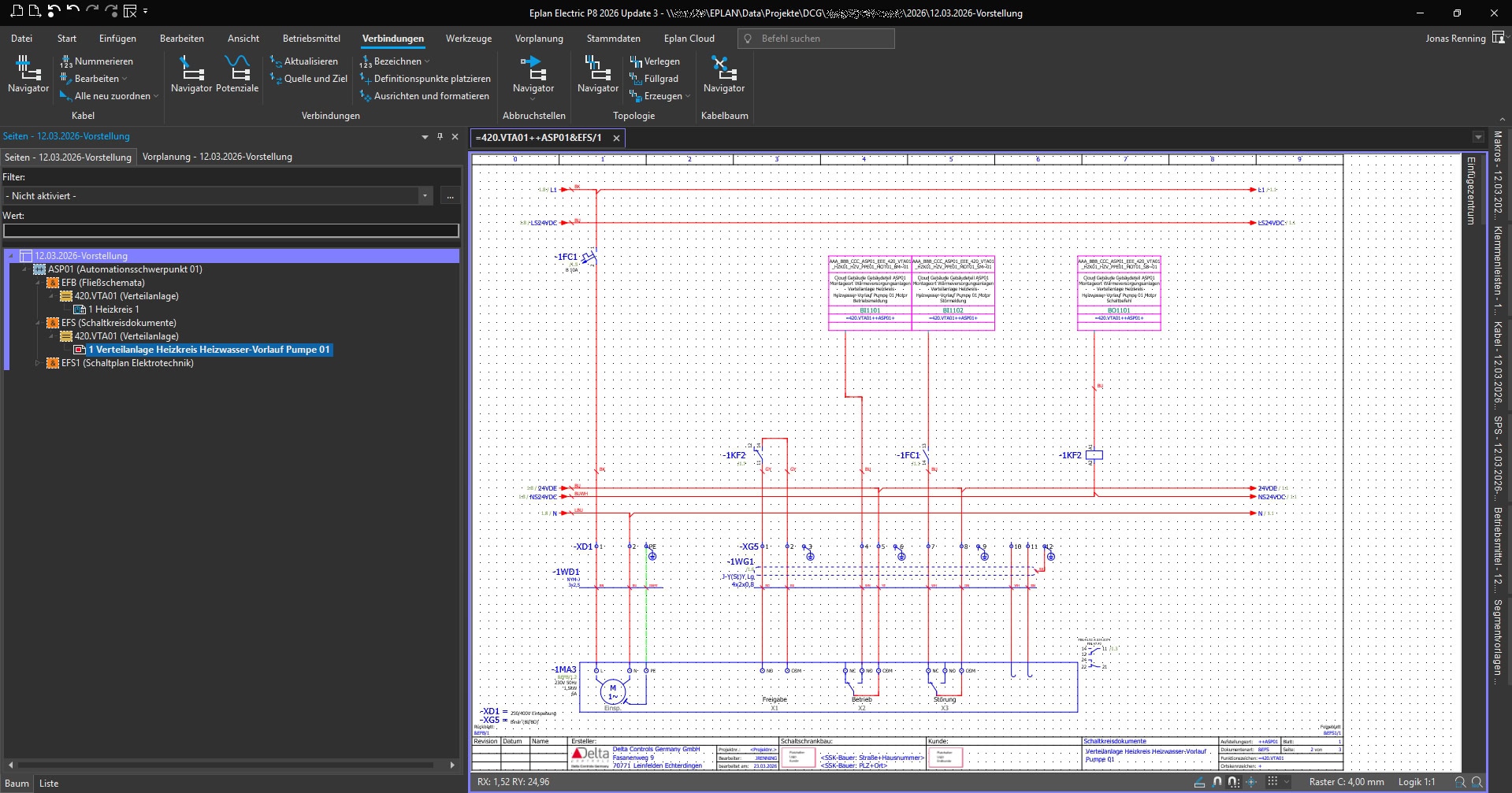 Preplanning automatischer Pumpenschaltplan